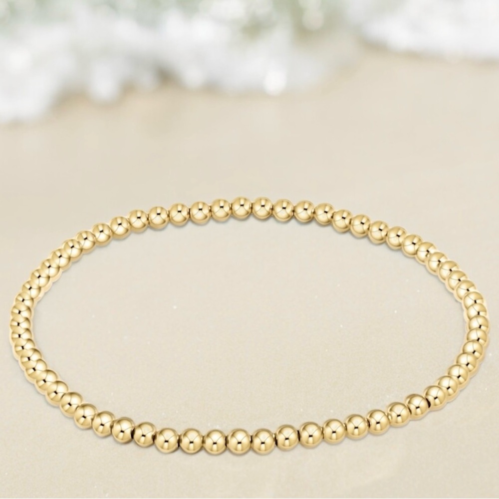 Bracelet gold bead stretchy, bead gold bracelets stack, Waterproof, Size 6,7,8